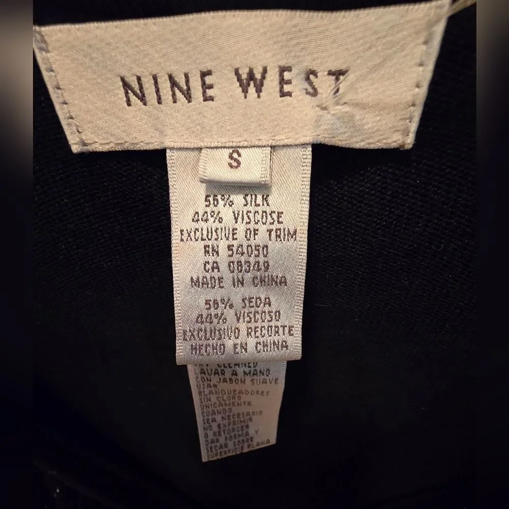 NWT Nine West Black Ruffled Cardigan S - Picture 3 of 6